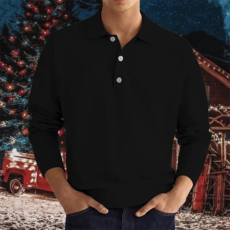 

2023 New solid color men's long-sleeved polo shirt summer men's oversized urban street fashion luxury brand top lapel casual