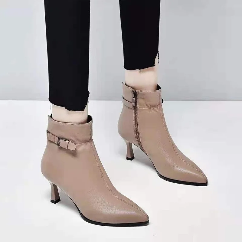 

Designer Boots Women Shoes High Heels Single Boots Short Boots Pointed Stiletto Velvet Cotton Boots Women Botas Mujer 2022 New