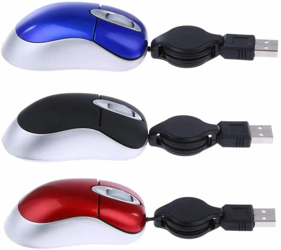

AcGoSp USB Mini Optical Scroll Wheel Mouse with Retractable Cable for PC/Laptop
