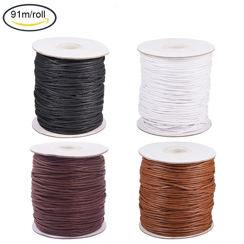 

NBEADS 91m/roll 1.5mm Waxed Cotton Cord Thread Beading String Spool for Jewelry Necklace Making and Macrame Supplies