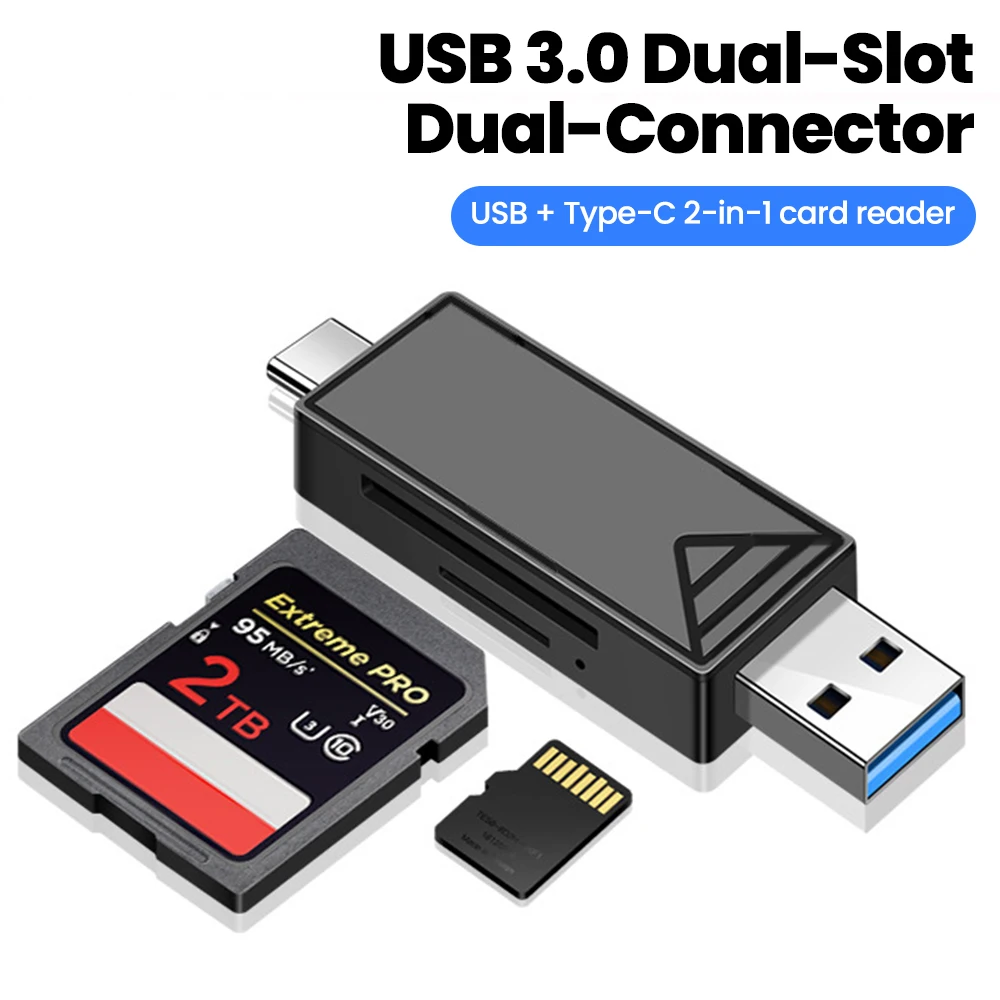 USB-кардридер 2 в 1 USB 2.03.0, высокоскоростной адаптер для карт памяти TFSD, USB Type-C, для ПК и ноутбуков (art.: 3920d4fd4ffeb) - 3920d4fd4ffeb