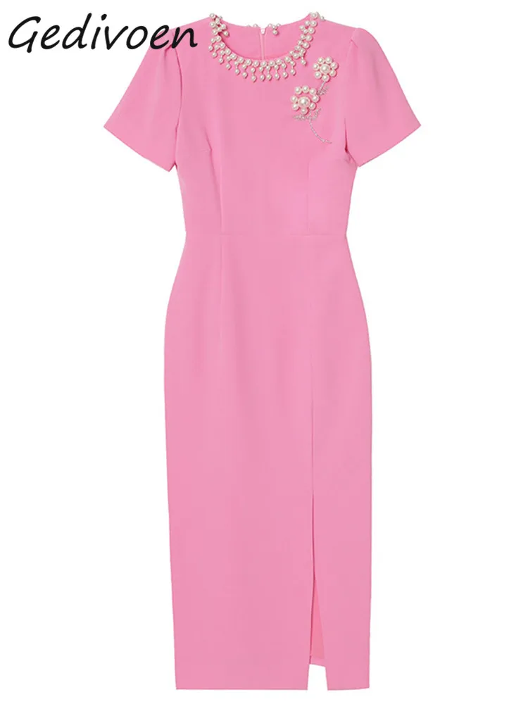 Платье Gedivoen женское средней длины модное дизайнерское элегантное приталенное с