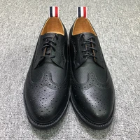 tb thom retro leather shoes mens brogue carved handmade large size boots british style business formal tb shoes