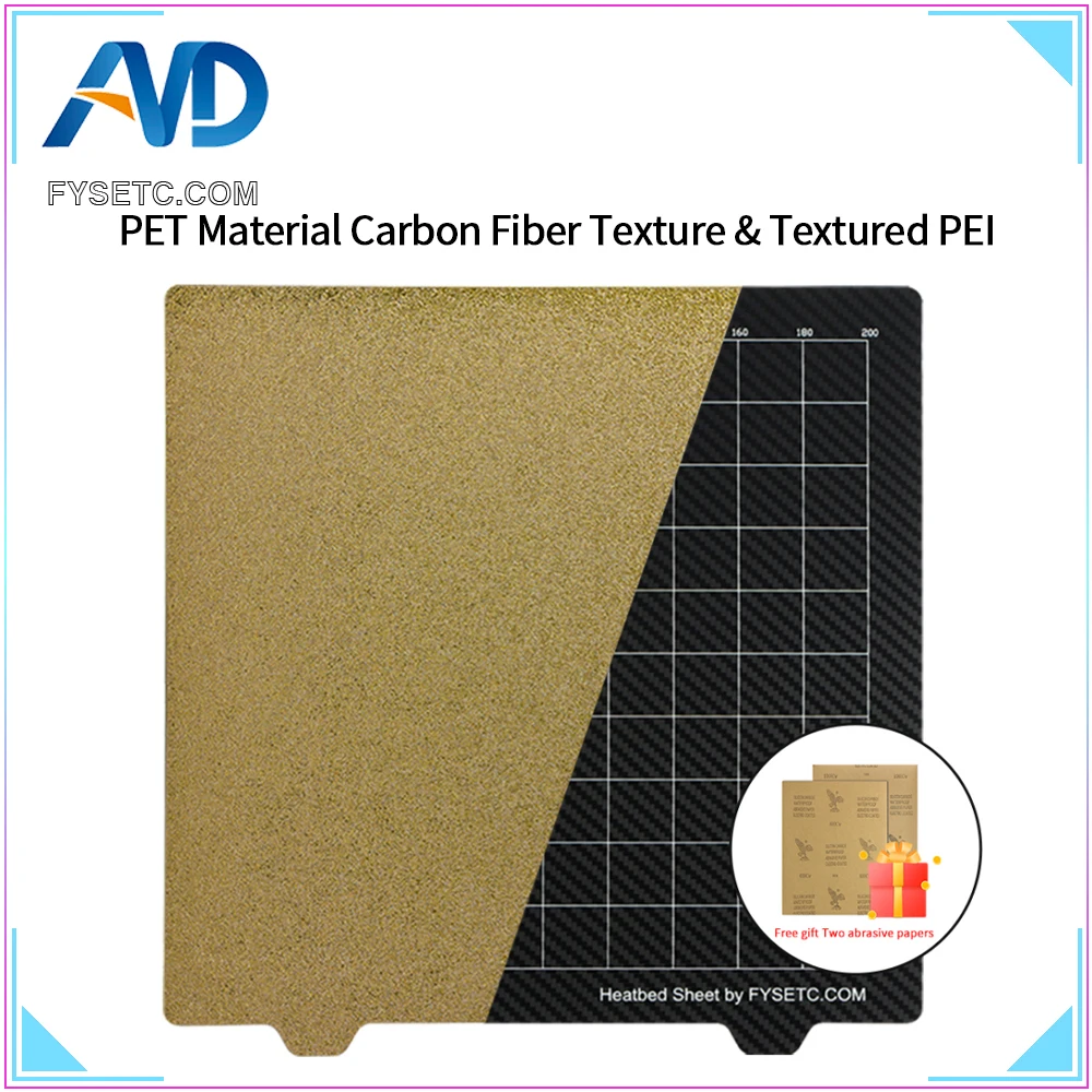 FYSETC JANUS BPS-PET PLATE Dual Carbon Fiber & текстурированный PEI 235/250/MK52/300/310/355/377*370/230*150/DIA265mm для Ender3/5 voron