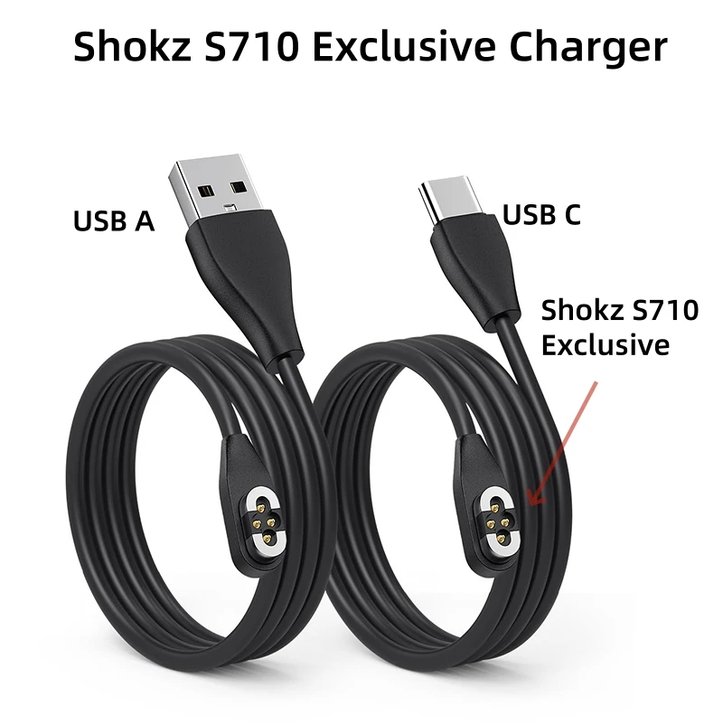 Фото Зарядный кабель для наушников Shokz OpenSwim Pro с костной проводимостью USB/Type-C к магнитным зарядным устройством для гарнитуры Aftershokz S710 №1