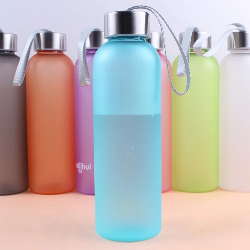 

Candy-colored Sports Cups Portable Lanyard Frosted Water Bottles Sealed Leak-proof Student Kettle Cups Cute Water Bottle