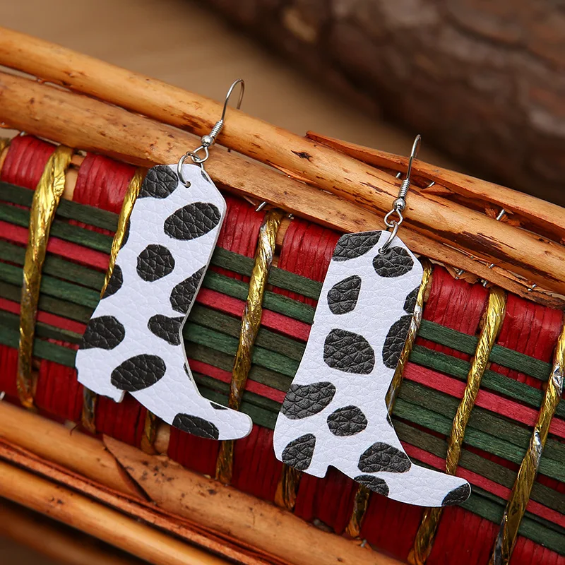 Новинка 2021 кожаные серьги в западном стиле с простым рисунком коровы Европейский