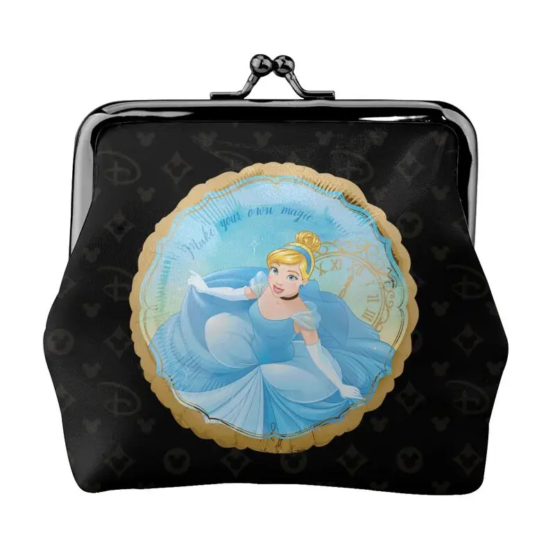 

Disney Brand Bag New Woman Cartoon Print Leather Kiss Lock Coin Purse Design Short Wallet High Quality Girl Clutch Card Holder