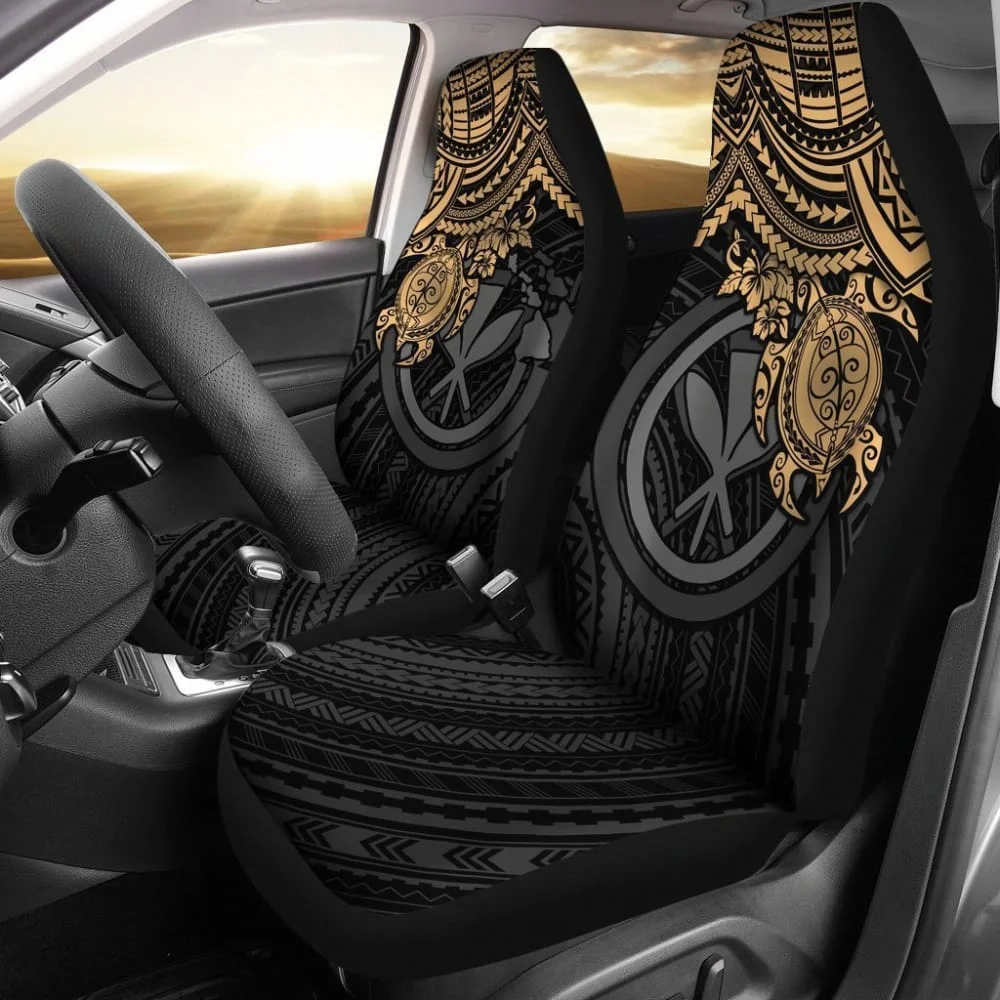 

Hawaii Car Seat Covers Polynesian Kanaka Maoli Gold Turtle Hibiscus 103131,Pack of 2 Universal Front Seat Protective Cover
