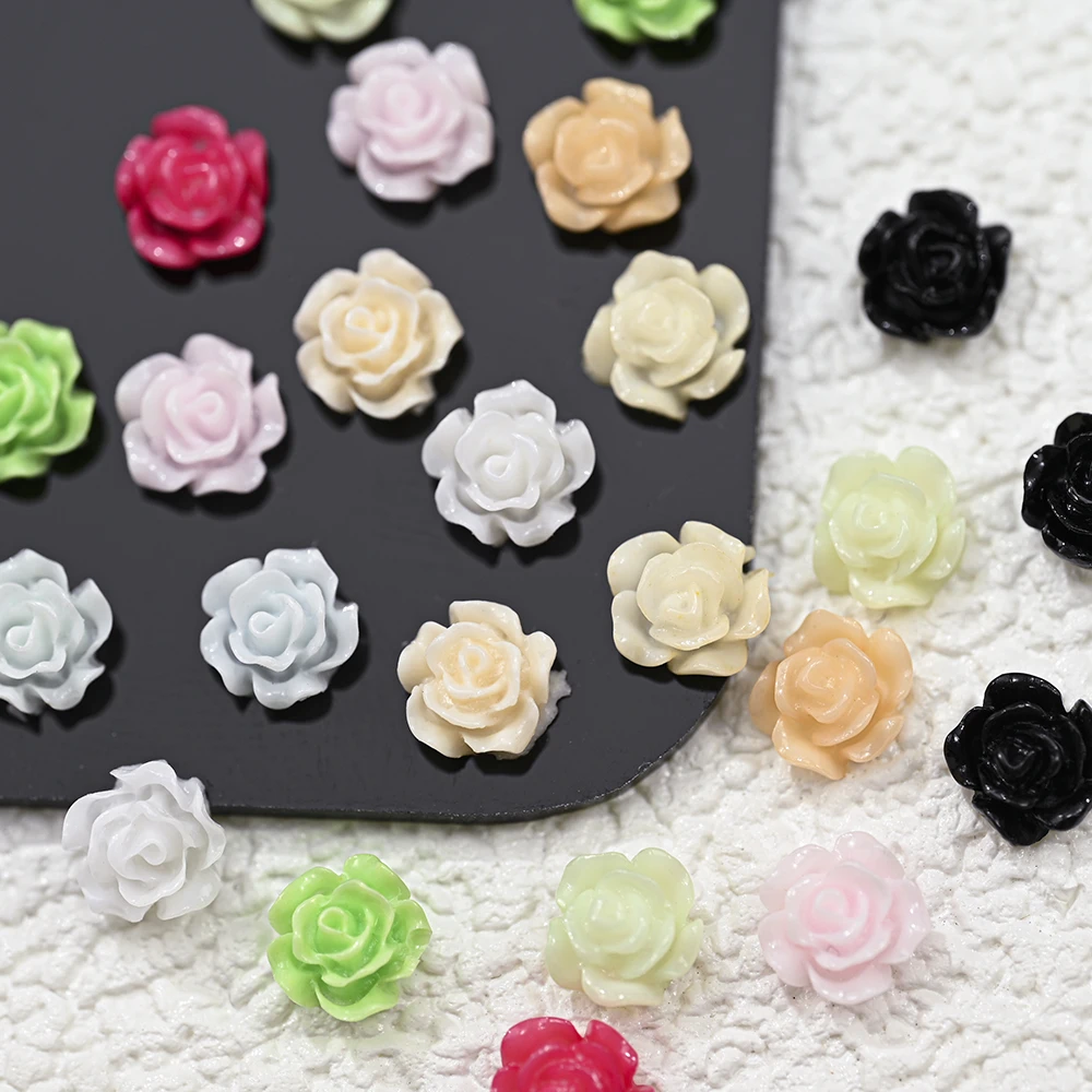 

100Pcs 5mm Rose Flower Nail Art Resin Rhinestones Floral Nail Art Charms Flower Shaped Manicure Supplies DIY Nail Art Jewelry