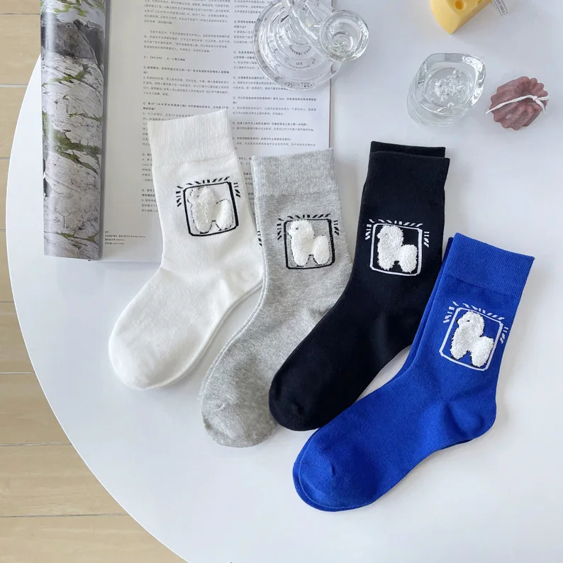 

Japanese Harajuku Alpaca Animal Socks Cotton Casual Socks Warm Women Streetwear Funny Socks Short Happy Ankle Socks Hot Selling