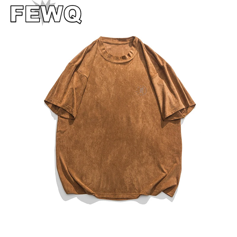 

Мужская футболка с коротким рукавом FEWQ, черная Винтажная Футболка с принтом сзади, Повседневный пуловер с круглым вырезом, весна 2023