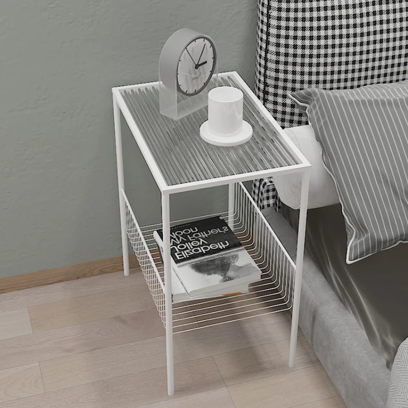 

Cabinet Bedroom Bedside Table Nightstands White Mini Narrow Bedside Table Nightstands Iron Muebles Space Saving Furniture YY50BT