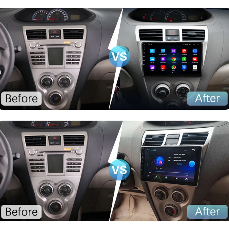Автомагнитола 2 Din для Toyota Vios Yaris 2007 2008-2012 9 дюймов GPS-навигация |