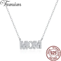 trumium 925 sterling silver mothers day mom letter pendant necklaces for women mom nameplate chain choker birthday gifts
