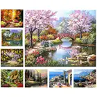 Картина по номерам сделай сам, Прямая поставка, 50x65, 60x75 см, вишневый цвет и дорога, пейзаж, холст, свадебное украшение, искусство, картина, подарок