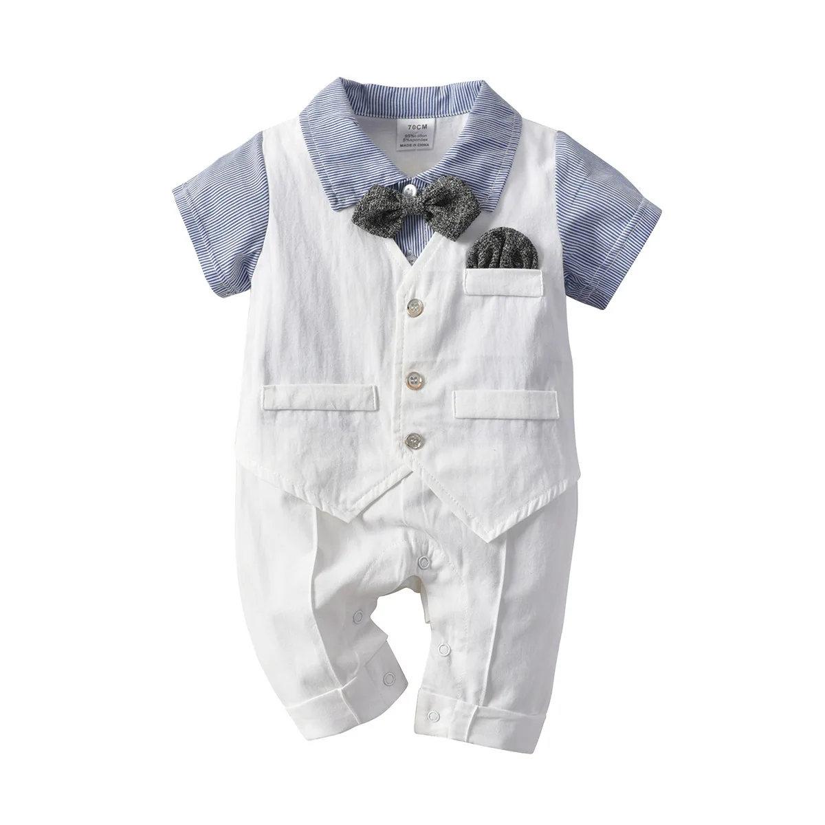 

High Quality Summer Style Newborn Baby Boys Clothes Wedding Party Gentleman Suit Infant Clothing One Piece Jumpsuit