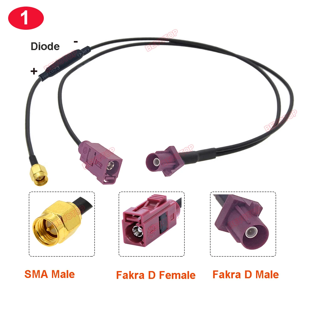 

BEVOTOP Fakra D Male/Female to SMA Male Splitter Cable RG174