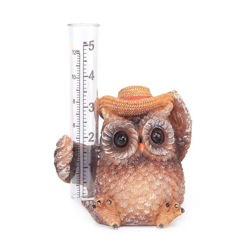 

Cute Owl Rain Gauge Statue Creative Resin Craft Statue Outdoor Animal Rain Gauge Drop Shipping