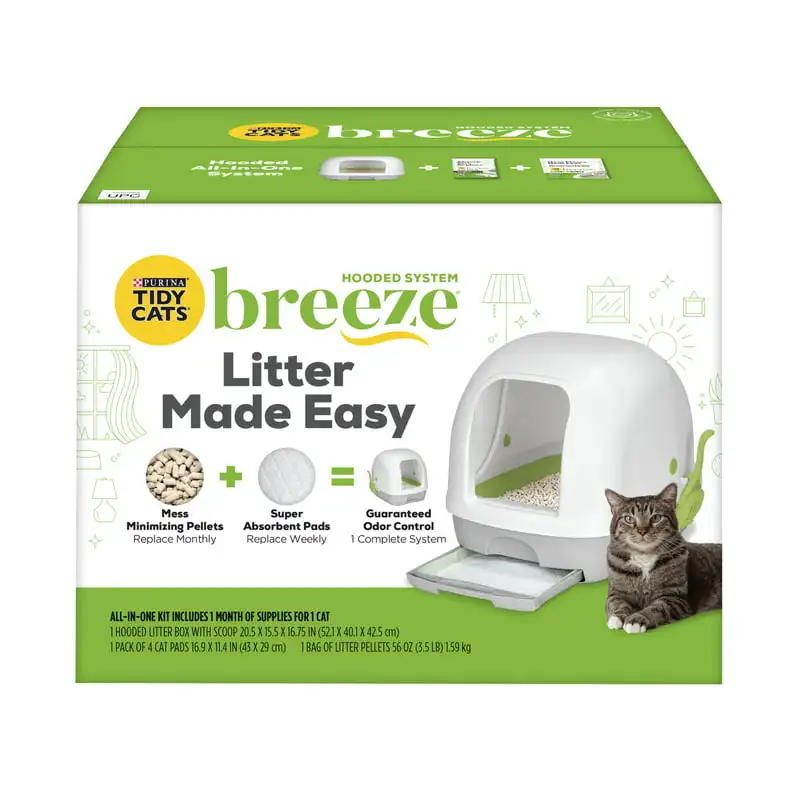 

Litter Box System, Breeze Hooded System Starter Kit Litter Box, Litter Pellets & Pads Jaula para gatos Dog