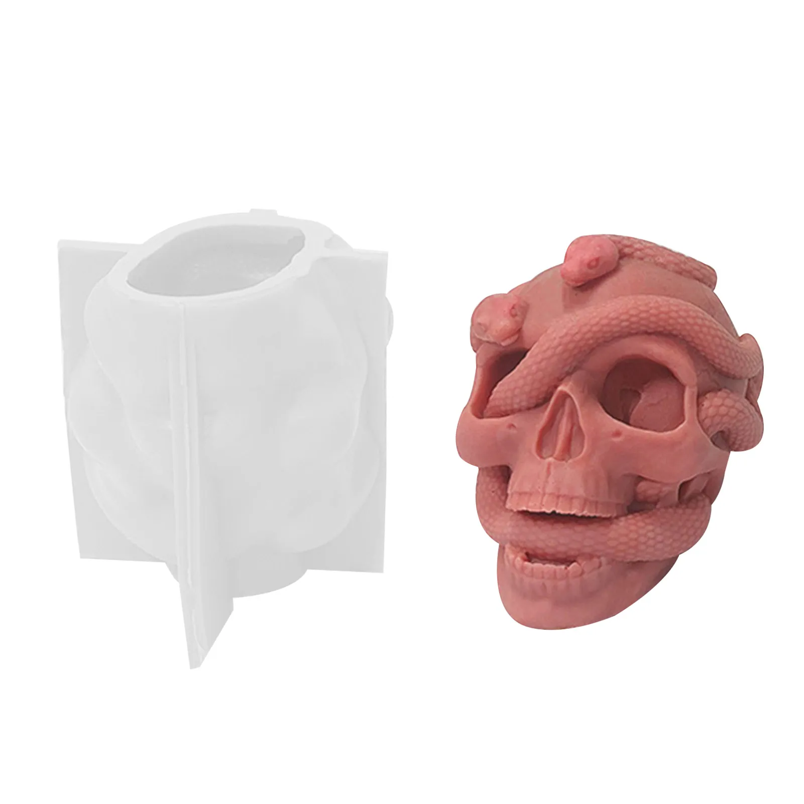 

Silicone Mold For Making Snake Skulls Epoxy Resin Molds For DIY Art Craft 3D Silicone Molds For Halloween Chocolate Candy Cake