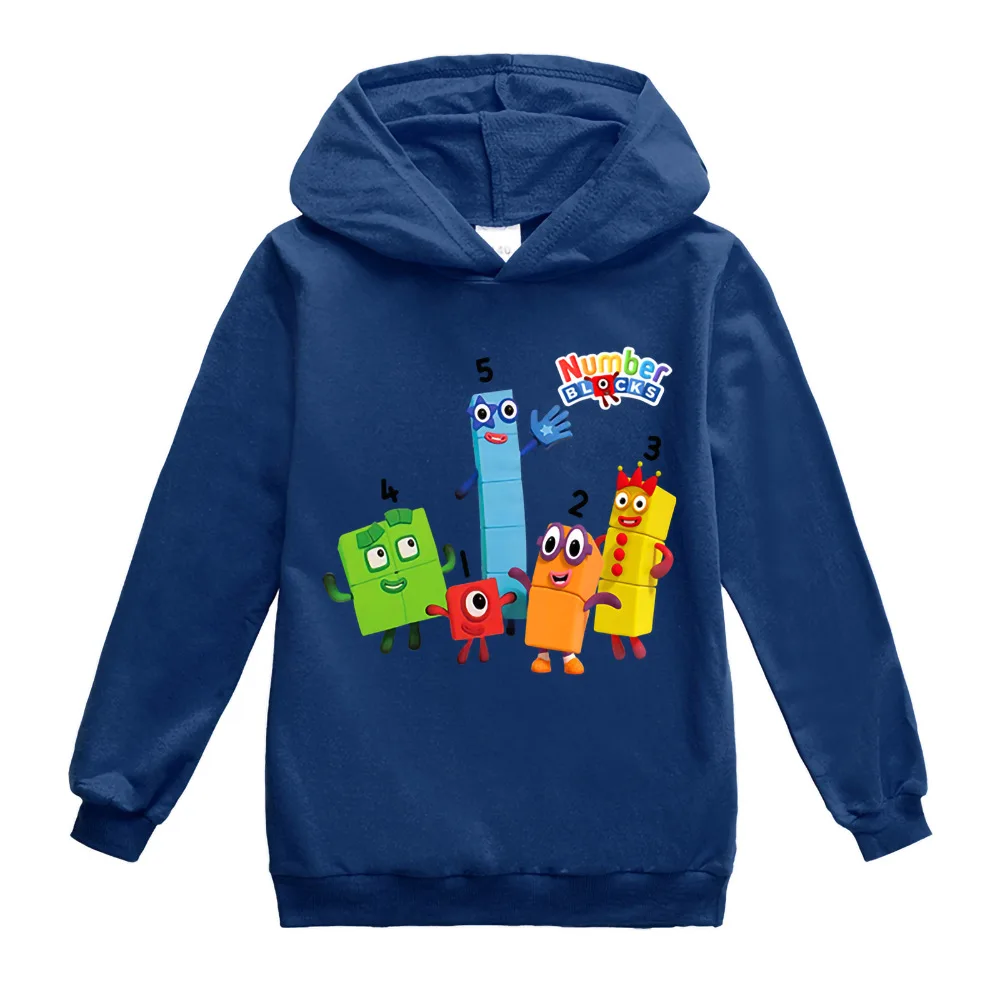 

Kids Sports Cartoon Number Blocks Boys Sports Long Sleeve Hoodie Hoodie T-Shirt Home Leisure Spring Autumn Girls 2-16Y Clothing