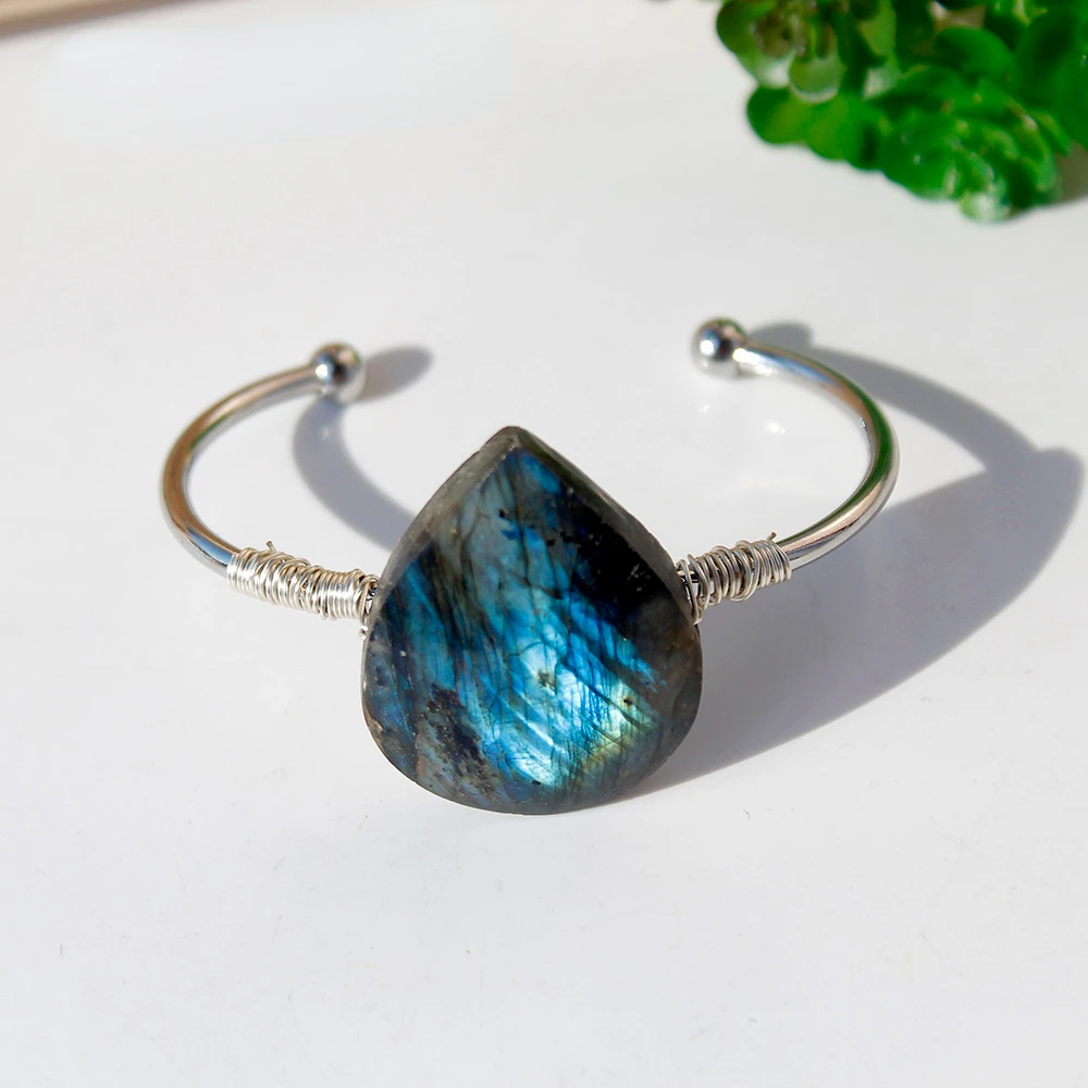 

Natural Gemstone Bracelet Droplet shape Labradorite jewelry Moonstone Quartz Healing Gift
