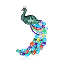 vintage peacock brooches for women colorful enamel pin party prom accessory jewelry austrian crystal animal brooches gift