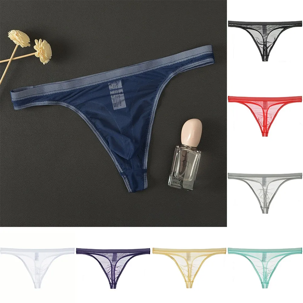 

Men Sexy Breathable Underwear T-Back G-String Ultra-thin Briefs See Through Transparent Lingerie Underpants Bikini Shorts