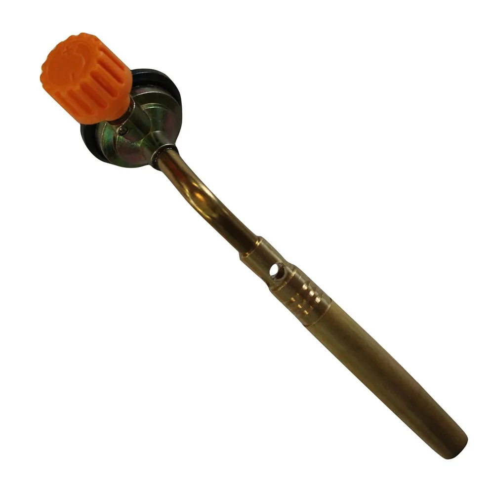 Горелка газовая на баллон латунь свободное вращение 360° пламя 1300° 70х195мм