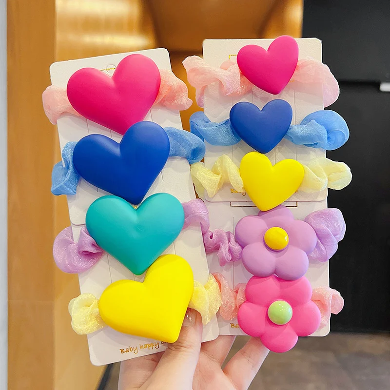 

Coloful Color Heart Elastic Scrunchie Hair Ties Rubber Bands Women Girls Children Hair Scrunchies Holder Hair Accessories