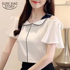 2019 с плечами открытыми топ с коротким рубашки рукавом шифоновая блуза топы Женские женские топы блузки и 4001 50