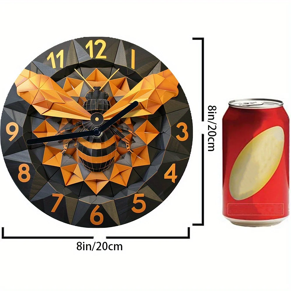 Бесшумные алюминиевые настенные часы с Пчелкой и сотами-идеально подходят для