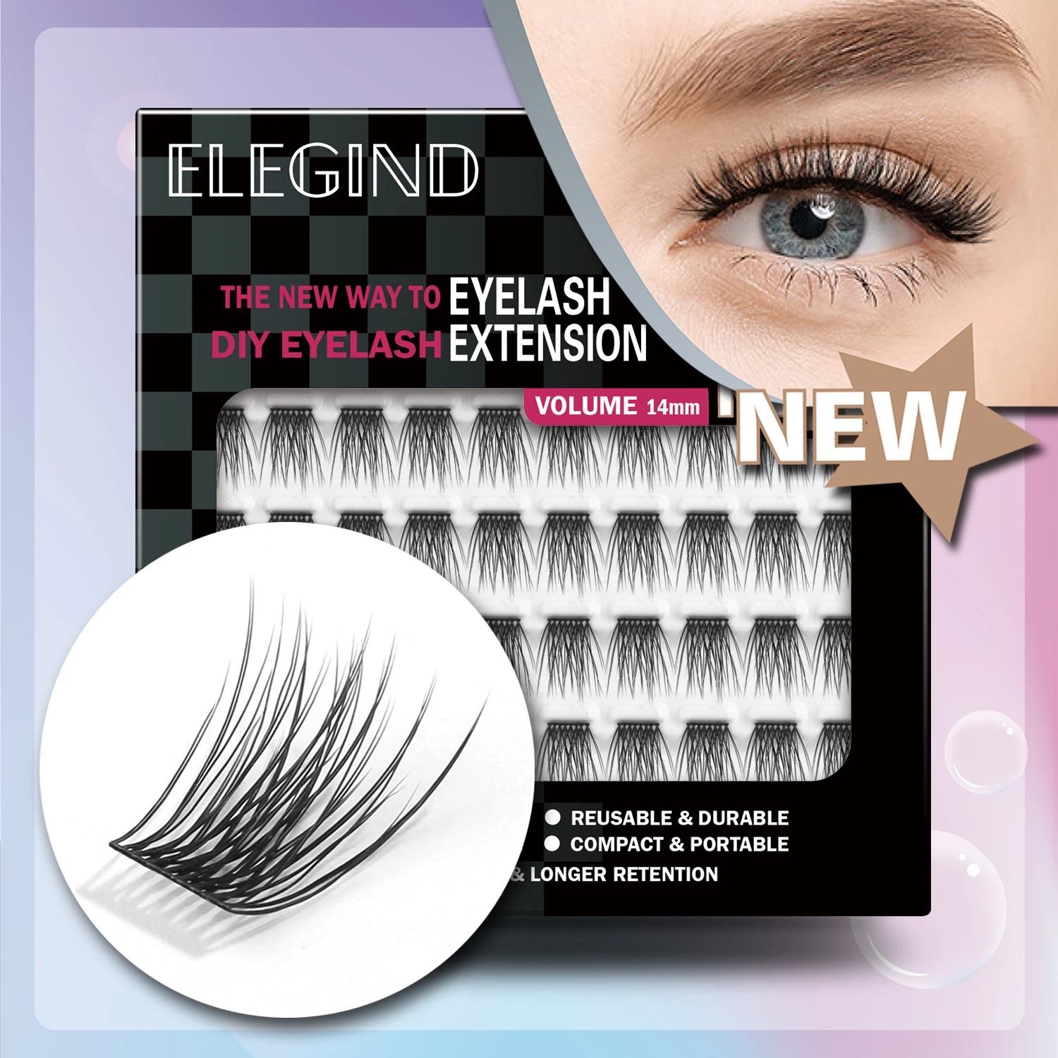 

ELEGIND Volume Cluster Lashes Beam DIY 48 Segment Natural False Eyelashes Beauty Health Make-up for Women with Free Shipping