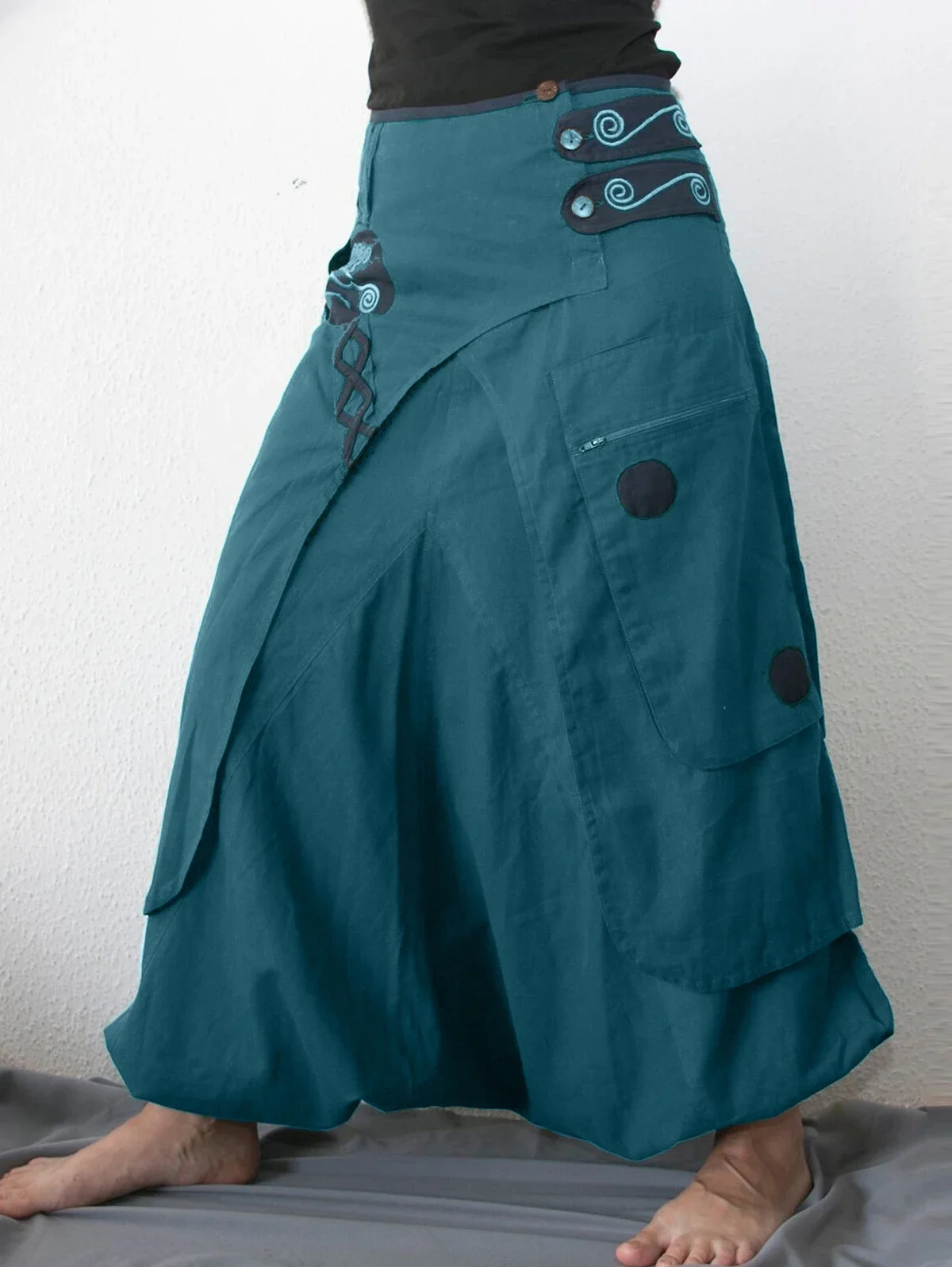 Женские шаровары в стиле ретро однотонные брюки с высокой талией модные из Ткани