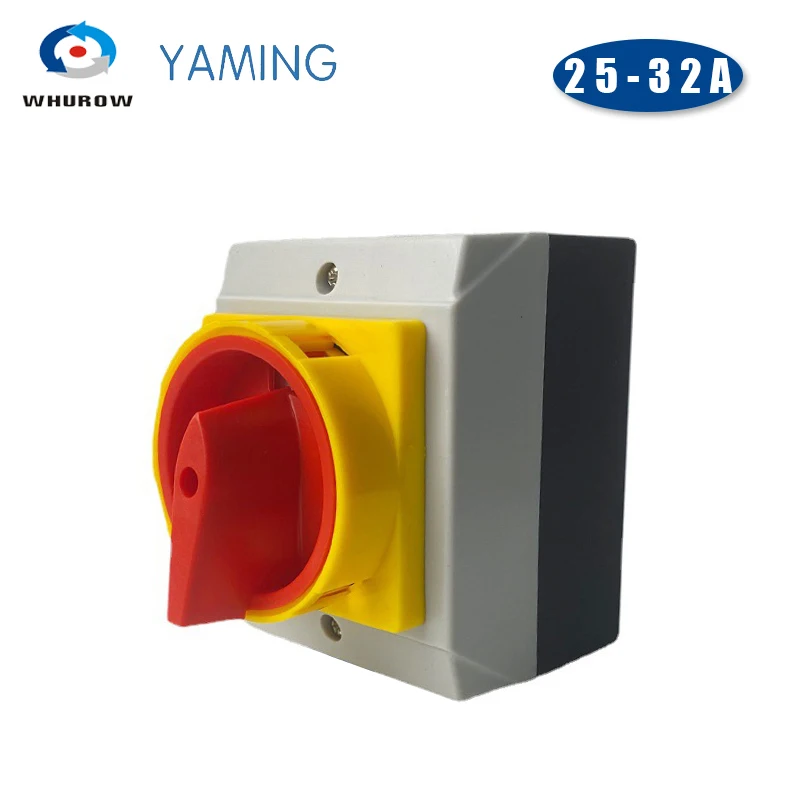 Выключатель-изолятор, фиксирующий Поворотный замок с водонепроницаемым корпусом, 32 А, 690 В, 3 фазы, 2 положения, YMD11-32D, 3P