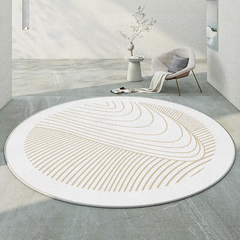

Утолщенный круглый ковер с современными линиями для гостиной, диванов, простой декор для спальни, прикроватный коврик, домашний декор, противоскользящие напольные коврики