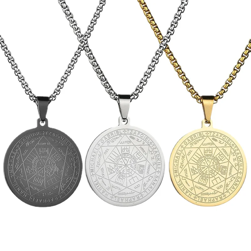 

Цепочка с кулоном в виде ключа из Соломона Pentacle, ожерелье из нержавеющей стали, гексаграмма, амулет, талисман, ювелирные изделия