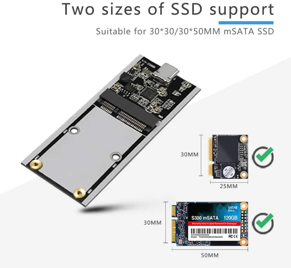 Корпус mSATA на USB 3 1 3.0 Type-c SSD алюминиевый Портативный чехол для жесткого диска 3*3/3*5