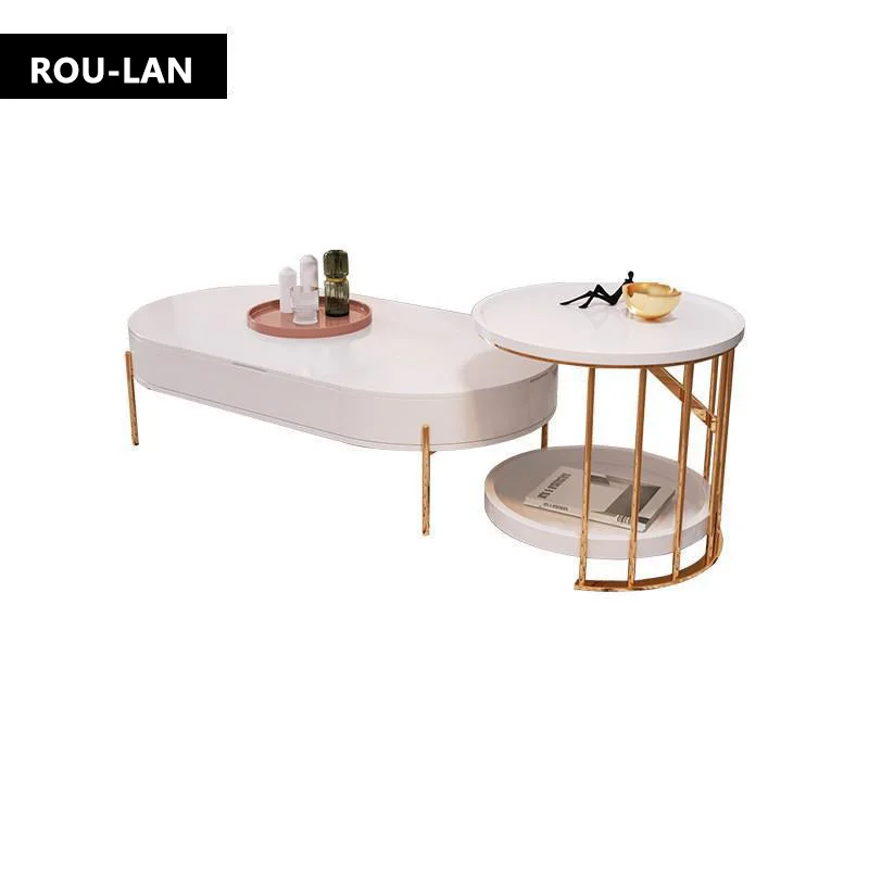 

Modern living room furniture panel storage high/low coffee table combination