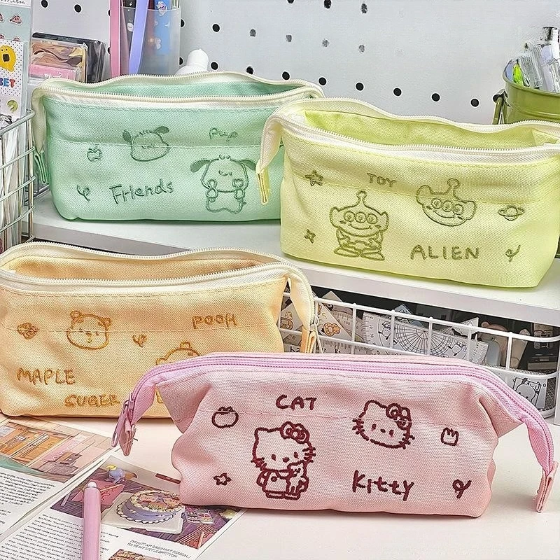 

Kawaii Anime Hello Kitty Pen Bag Pochacco Cartoon Bags Pencil Pen Gift Student Stationery Bag Large Capacity Women Accessories