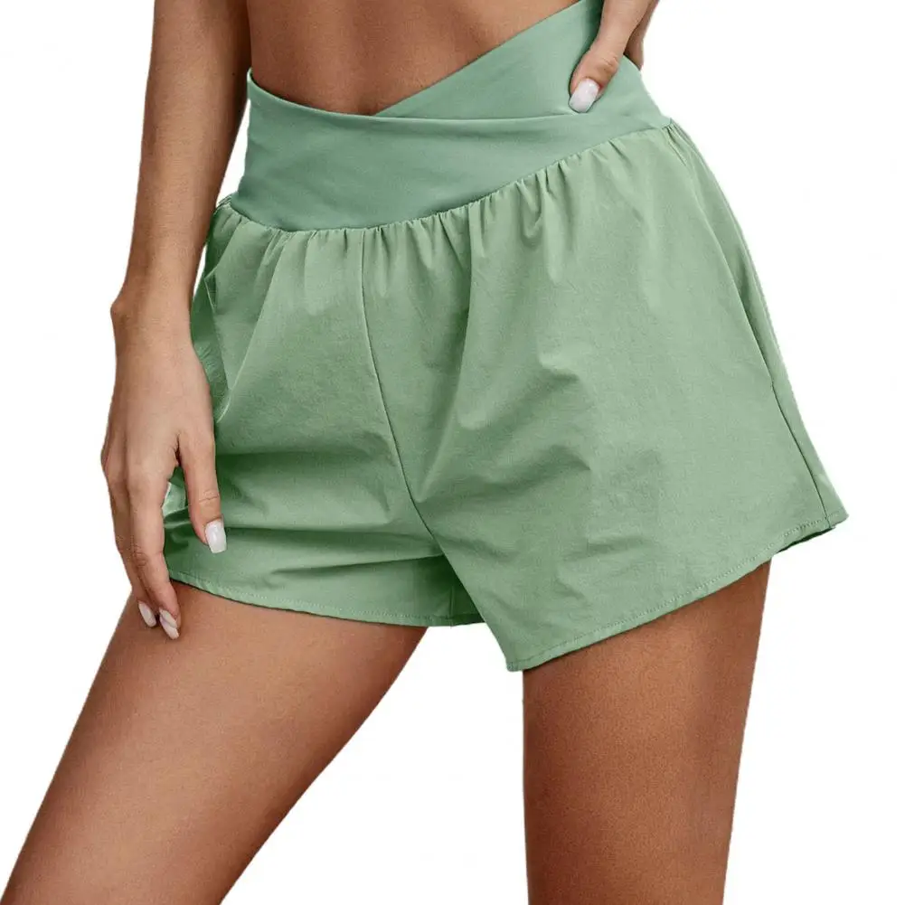 

Женские летние шорты 2023, свободные Нескользящие однотонные мягкие дышащие женские шорты выше колена с высокой талией и карманами