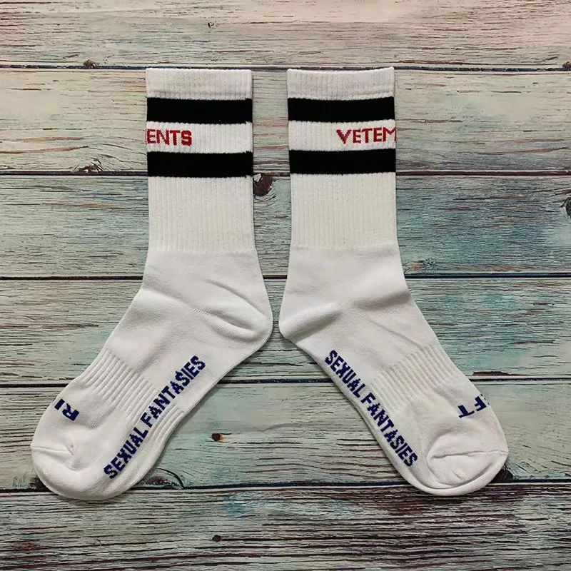 Men Women Cotton Black White Vtm Baseball Rugby Socks