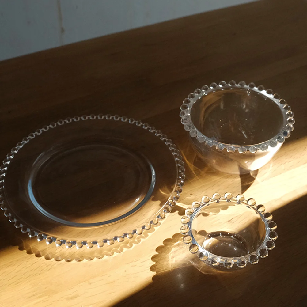 Тарелка с жемчужной оправой миска для закусок стеклянное блюдце украшение