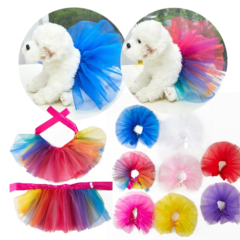 

Summer Puppy Dress Pet Cosplay Clothing Dog Tutu Skirt Yarn Dog Skirt Bright Silk Yarn Soft Tulle Fluffy Pet Princess Dress