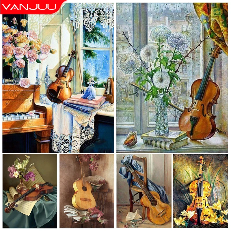 

Guitar 5D Diamond Painting musical instrument Full Drill Diamond Mosaic Diamond Embroidery Kits DIY Rhinestones Home Decor Gift
