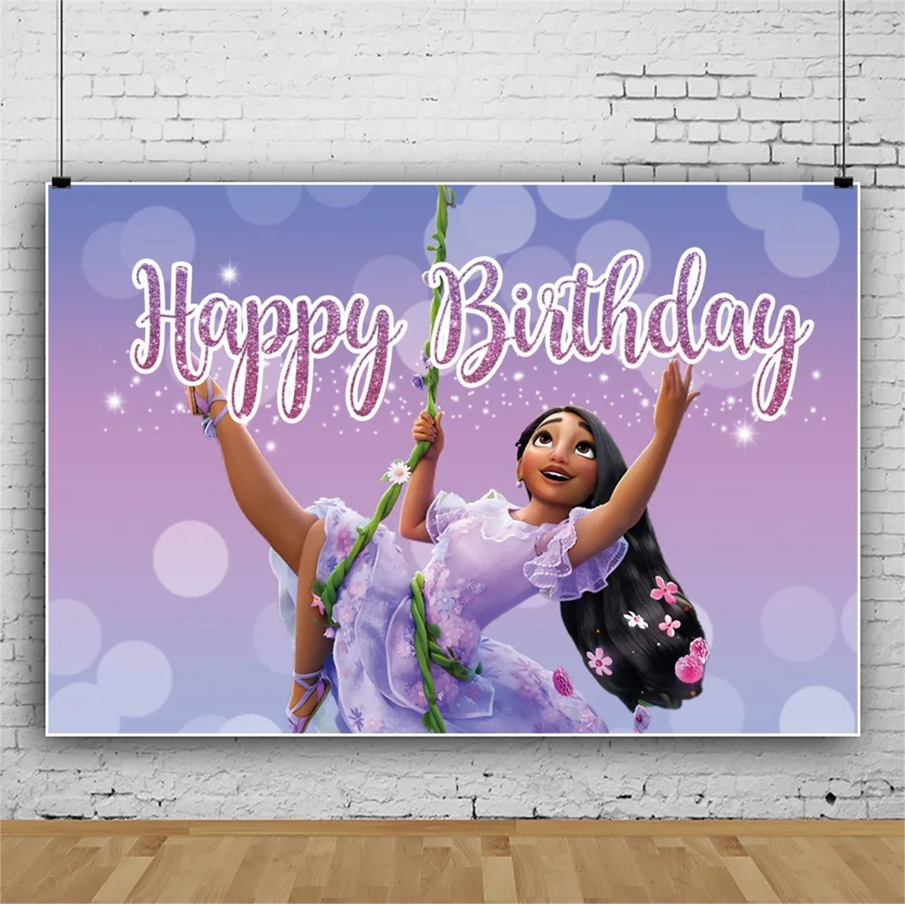 

120x80cm Disney Encanto Mirabel Photography Backdrops Happy Birthday Party Decoration Vinyl Kids Photo Studio Props Background