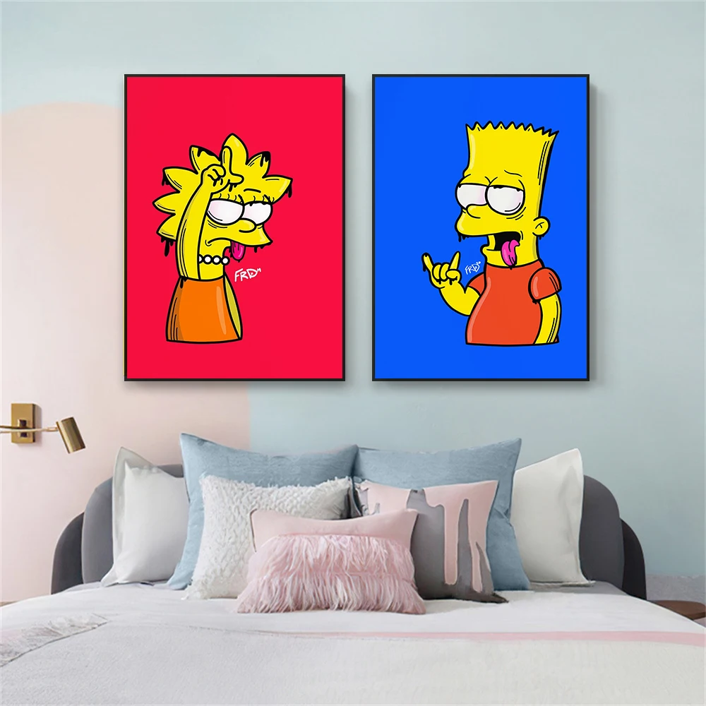 Постеры в стиле ретро с изображением Симпсонов и граффити
