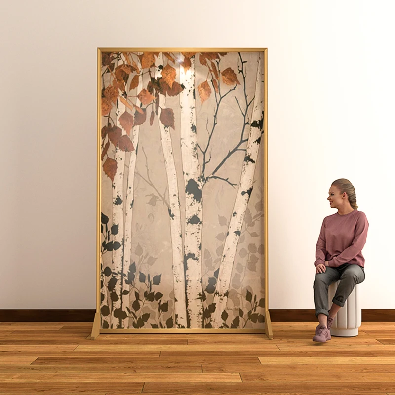 

Simple and modern Nordic birch forest mobile screen partition living room porch classicism art metal screen
