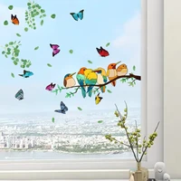 tree branch bird butterfly wall sticker electrostatic paste glass paste window double sided visual decorative wall sticker